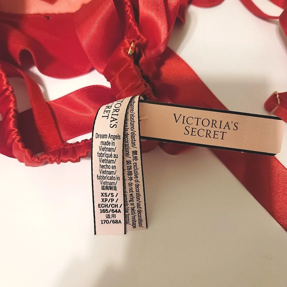 Victoria's Secret Red Heart Thigh High Lace Apron Garter Belt XS Small Lingerie